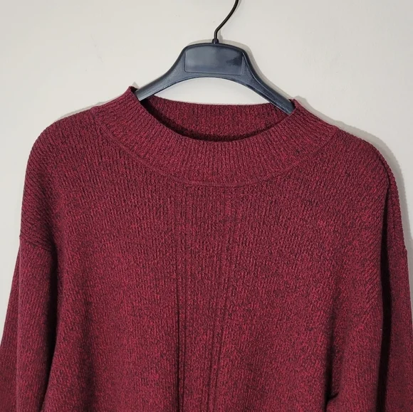 Liz Claiborne Woman Burgundy Wine Black Mock Neck Ribbed Knit Sweater Size 3X - Picture 3 of 9